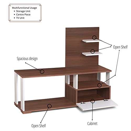 Image of DELITE KOM Elsa Engineered Wood TV Entertainment Unit (Finish Color - Acacia Dark White, Knock Down) (39x120x100)