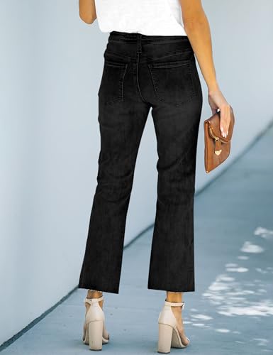 ALLABREVE Wide Leg Jeans for Women High Waisted Stretchy Denim Capri Pants Hem Cropped Baggy Straight Leg Jeans with Pocket3