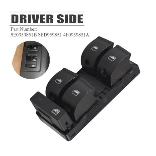 Bouton commande lève-vitre pour Audi A4 B6 B7 de 2000 à 2007 avec interrupteur principal 8E0959851B - 7