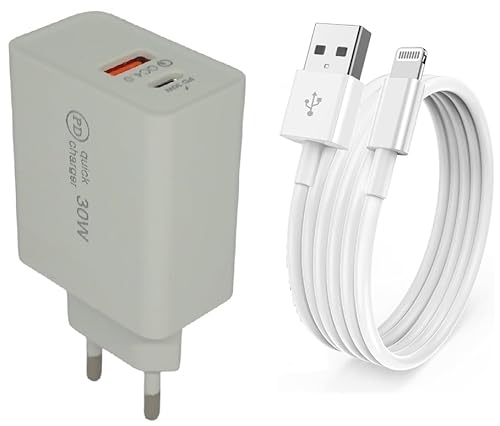 Carregador Apple Iphone Turbo 30W Super Rápido C/Entrada USB e Lighting Acompanha Cabo Reforçado e F