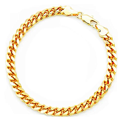 Men's Yellow Gold Plated 6mm Cuban Curb Chain Link Bracelet 8'' Inches By Cy-Trendy