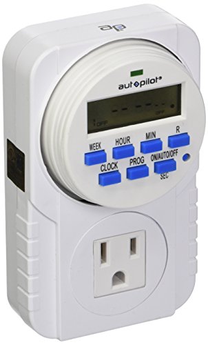 Autopilot TM01715 7-Day Grounded Digital Programmable Timer, 1725W, 15A, 1 Minute On/Off, 8 On/Off Cycles