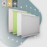 Plissee ohne Bohren klemmfix Jalousie Sonnenschutz Easyfix Faltrollo Lichtdurchlässig Rollo für Fenster & Tür Hellgrau 85x120cm(BXH)