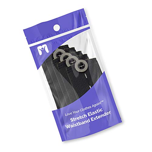 STRETCH COMFORT Waist Extension for Jeans & Pants - Simply button on to make 2" elastic/stretchy waistband instantly (5) Black2