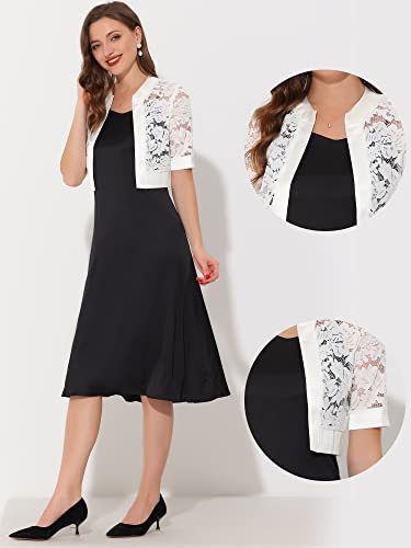Image of Allegra K Lace Shrug for Women's Cropped Sheer Floral Lace Shrug for Evening Dresses