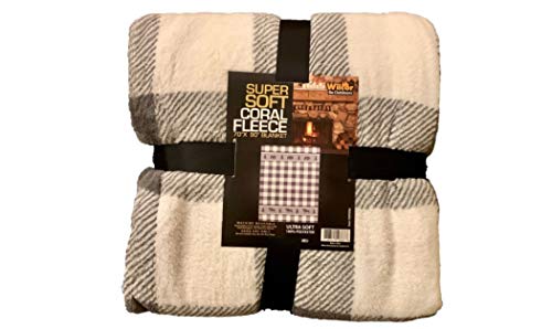 Adirondack Lodge White Plaid With Bears Soft Coral Fleece Throw Blanket 70 X 90 #TOP6