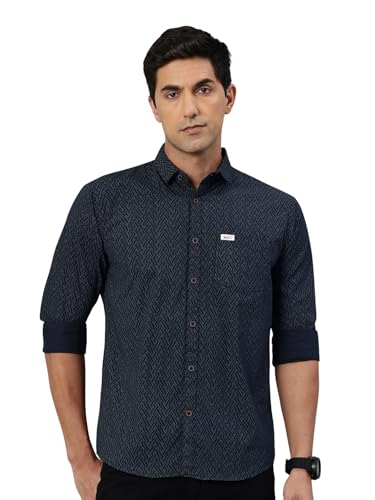 Image of Majestic Man Custom Geometric Printed Pure Cotton Slim Fit Casual Shirt