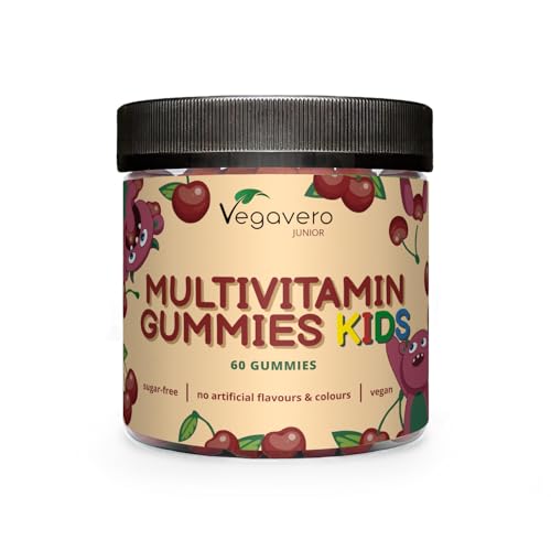 Multivitaminas y Minerales para Niños | 60 Gominolas Sin Azúcar | Sistema Inmune, Desarrollo Cognitivo y Crecimiento | Con Vitamina C, B, D, Zinc, Colina + | Vegano y Sin Aditivos | Vegavero®