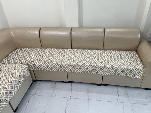 Image of JAPA Golden Diamond Snowflake Quilted Velvet L-Shape Seat-Only Sofa Cover for 3+2 Seater - Non-Slip Washable Daily Use Sofa Protector, Luxury Sofa Mat for Living Room