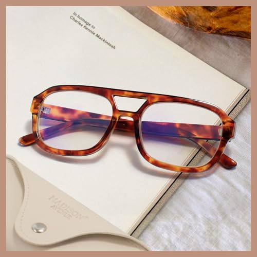 Image of Madison Avenue Retro Aviator Blue Light Glasses for Women Men