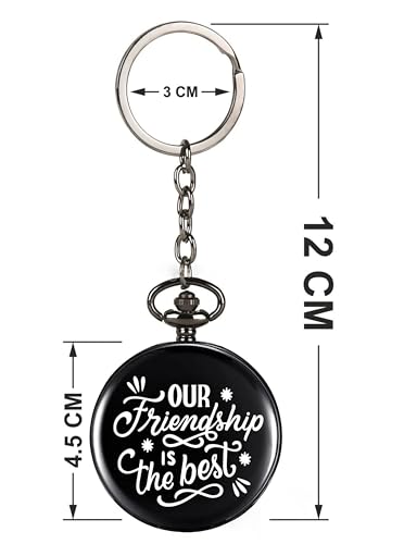 Image of Vintage Gandhi Style Pocket Watch with Engraved Designs & Messages Royal Black Analog for Men Women & Kids Includes Key Ring for car or Bike Keys Ideal Gift