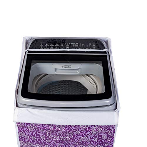 Image of Classic Top Load Washing Machine Cover Suitable for Bosch Back Panel 6.5 Kg, 7 Kg, 7.5 Kg, 8 Kg, 8.5 Kg (57cmsX56cmsX95cms, Purple Flower, Medium)