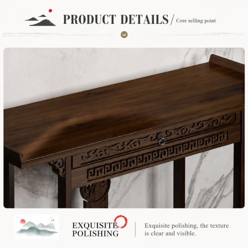 Consola de madera maciza con tallado de nubes mesa de salón vintage Zen 4