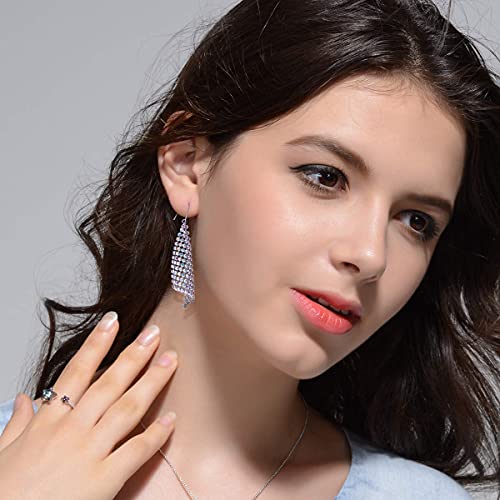 Plato H Cube Crystals Necklace In S925 Sterling Silver And Crystal Triangle Mesh Dangle Statement Earrings Bundle Aurora Jewelry Set #TOP5