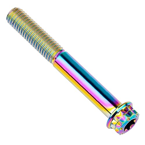 Image of Titanium Flange 12 Point Head M8 x15 20 25 30 35 40 45 50 55 60 65 80mm Screw Bolt Pack of 4 (Rainbow, M8x80mm)
