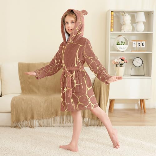 Bath Robe Girls Gold Marble Vintage Texture Hooded Robes3
