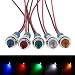FICBOX 5pcs 6mm 1/4" LED Metal Indicator Light 12V Waterproof Signal Lamp Pilot Dash Directional Car Truck Boat with Wire