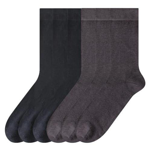 6 Pairs Mens Thin Modal Crew Socks, Soft Breathable Lightweight Socks Above Ankle Socks for Casual Workout Size 7-11