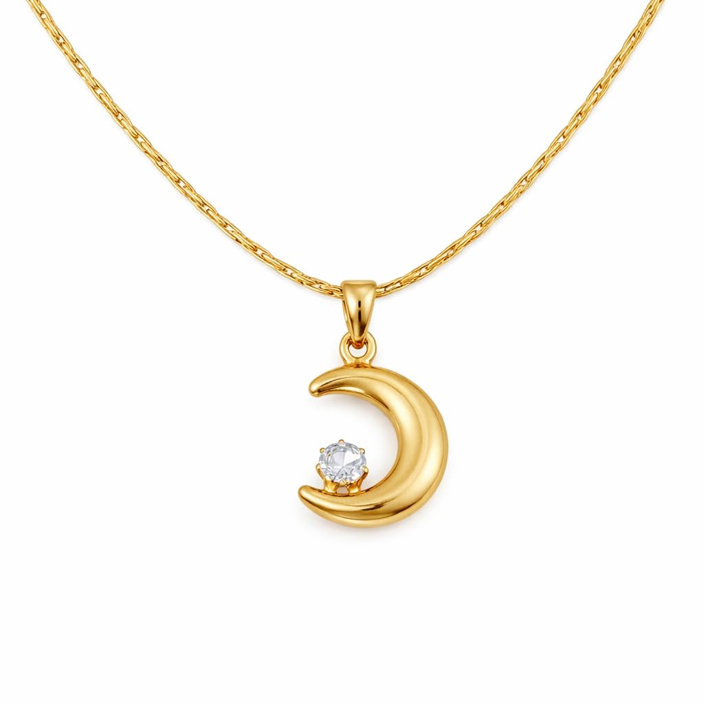 Ankaha Gold Crescent Moon Necklace for Women - Dainty Gold Plated Celestial Pendant with Sparkling Crystal - Minimalist Layering Chain Jewelry Gift for Her - Tiny Moon Charm-image-22
