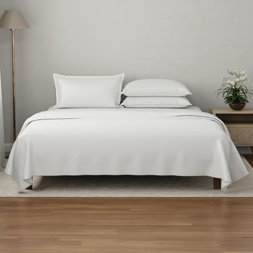 Image of BOUTIQUE LIVING Luxe Loom 100% Cotton 600 TC Gypsum (Light Grey) Dyed King Bedsheet Set