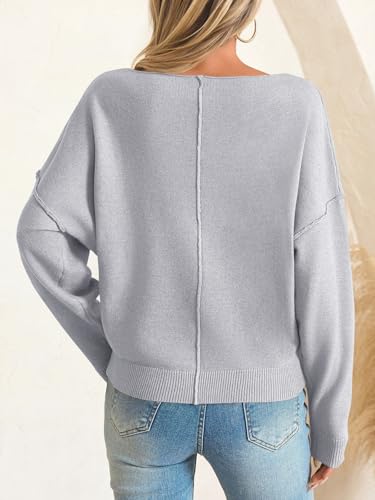 Image of Saodimallsu Womens Off The Shoulder Sweater Boat Neck Batwing Sleeve Knit Pullover 2025 Cute Casual Trendy Jumper Tops