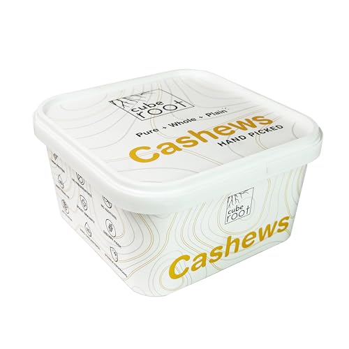 Image of Cube Root 100% Natural Whole Cashew Nuts 500g, W320 Grade (Medium size), Airtight Container, Dry Fruits