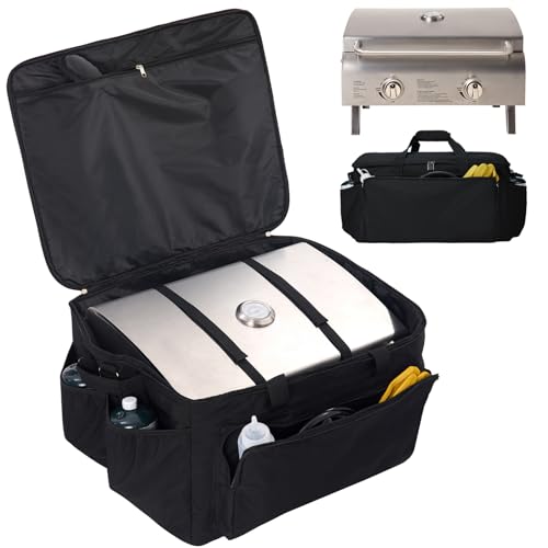Image of Grill Carry Bag for Cuisinart CGG-306 Tabletop Grill with Pockets, Bag Only | Fully Lined with PE Foam, Rip-Proof Fabric, Adjustable Strap, Weather-Resistant, Portable BBQ Accessories Carrying Case