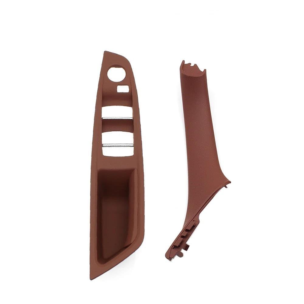 HLWXMDZ for F10 F11 F18 520 523 525 528 51417225865 LHD Car Inner Passenger Door Panel Handle Pull Trim Cover (LHD Redbrown 2pcs)