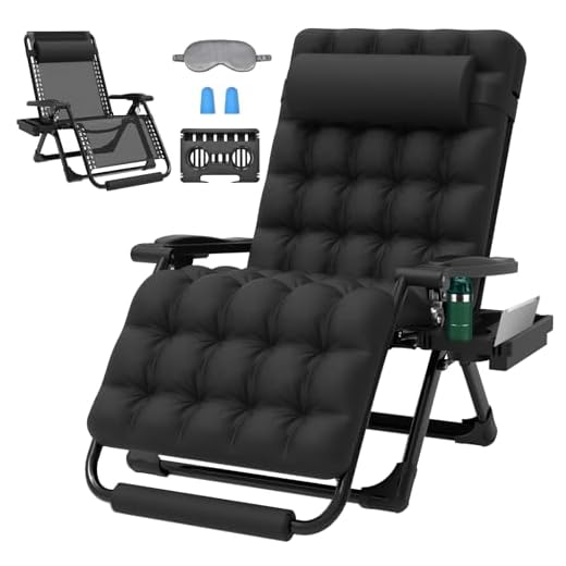 ZENPETIO Oversized Zero Gravity Chair, 33In XXL Zero Gravity Recliner Lounge Chair, Anti Gravity Chair for Indoor and Outdoor, Reclining Camping Chair for Lawn and Patio w/Cushion and Footrest, 500LBS