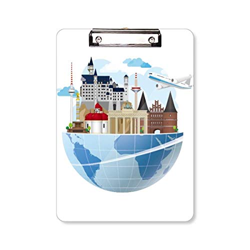 Porte-bloc A4 Allemagne Landmark Journey support rigide avec pince de fixation