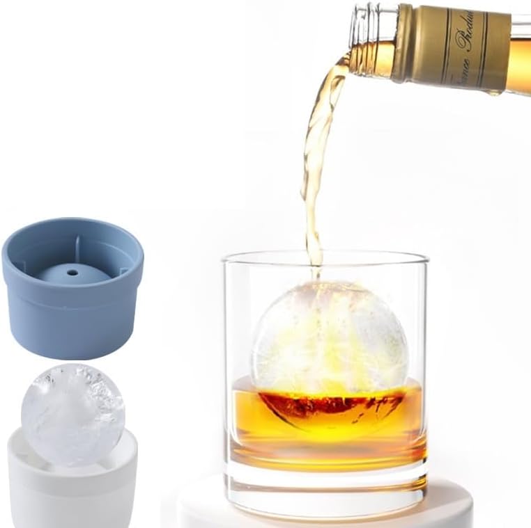 Ice Ball Mold Ice Cube Mold Kitchen Ice Making Grid Whiskey Ice Ball(Ice White,5pcs)