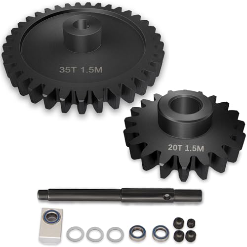 Main Gear 30T M1.5 Shaft with Bearing 45# Steel D-Shaped Hole Spur Gear with 25T Pinon Gear for TRAXXAS-1/5 X-MAXX 6S/8S Monster Truck and 1/6 4WD XRT 8S-78086-4, 1.5 Mod Large Transmission Gear Part