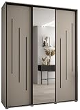 ABIKSMEBLE Dakota 9 Armario de Tres Puertas Correderas con Espejo,2x200x60cm - Cachemira Negro