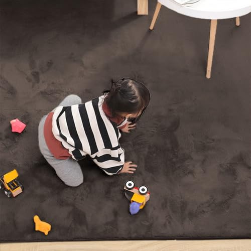 Image of Super Soft Rabbit Fur Silk Wool Carpet Thick and Washable Area Rug for Living Room and Bedroom (Brown, 6 x 9 Feet)