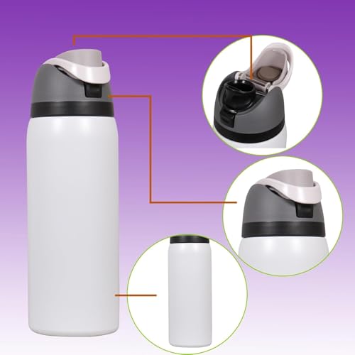 Image of FreeSip Flip-Top Water Bottle for Kids & Adults, Leakproof One-Hand Open Lid, BPA-Free, Easy Carry for School, Office, Sports & Travel - 32 oz (Cloud White, 960 ml)