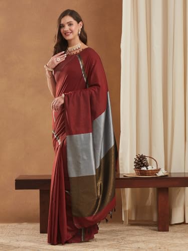 Image of Women's Banarasi Silk With Jacquard Print Saree With Blouse