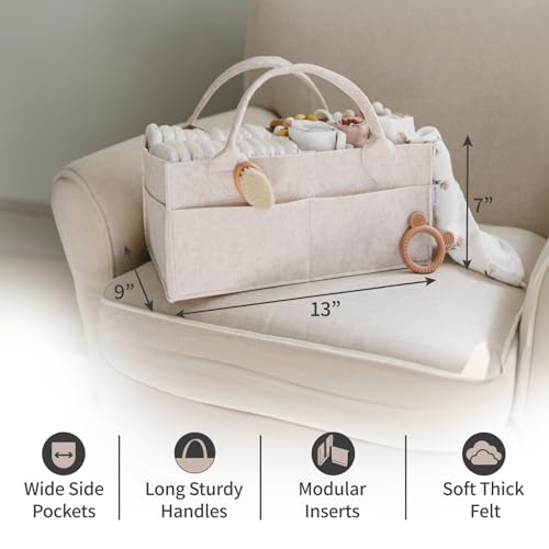 Image of PUTSKA Baby Diaper Caddy Organizer - Nursery Storage Basket for Diaper Station, Baby Basket Shower List and Registry Gift Must-Haves, Newborn Essentials, Nursery Decor for Boy or Girl - Mocha, Regular