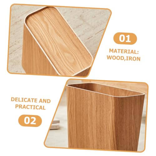 Caneca de basura moderna de madera SOLUSTRE miniatura 4