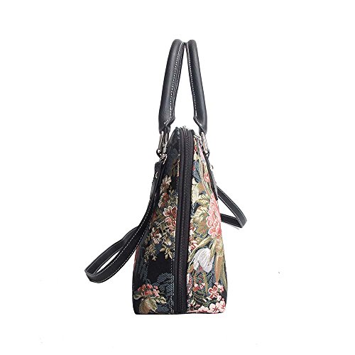 Signare Fashion Canvas/Tapestry Convertible/Shoulder/Hand Bag in Floral Peony Design3