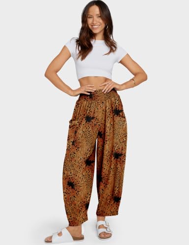 Image of TARSE Women's Linen Wide Leg Pants Baggy High Waist Palazzo Pants