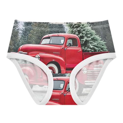 Toddler Underwear Custom 2t Cotton Girl Panties Cute Flower Kids Briefs Undies Old Red Truck Christmas Tree