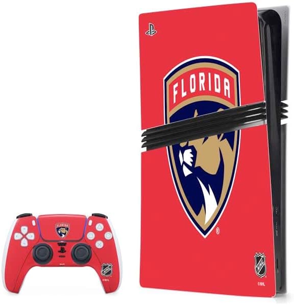 Skinit Decal Gaming Skin Compatible with PS5 Pro Bundle - Officially Licensed NHL Florida Panthers Lineup Design
