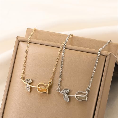 Image of coadipress Tulip Flower Pendant Necklace for Women Dainty Elegant Boho Temperament Crystal Tulip Necklace Trendy Statement Friendship Jewelry