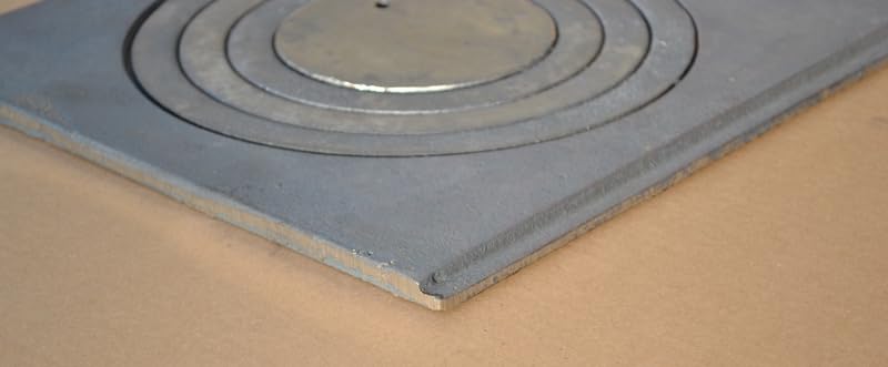 SEZAM Placa de fundición para horno con 2 agujeros, 60 x 30 cm, placa de carbón de hierro fundido gris