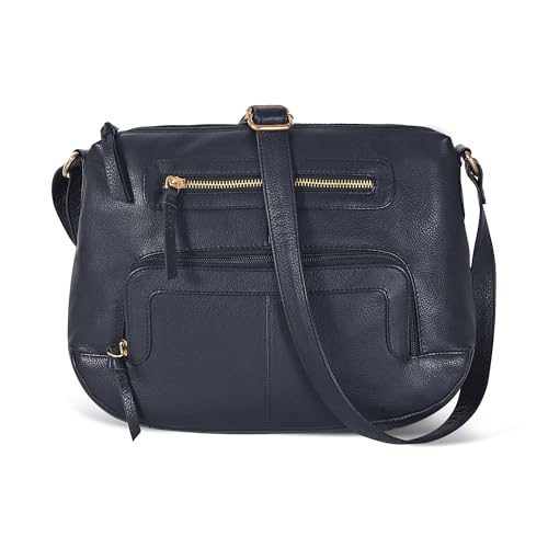 Image of Oak Leathers Women's Crossbody Bag - Genuine Leather Crossover Shoulder Purse With Adjustable Sling Strap - Medium Size