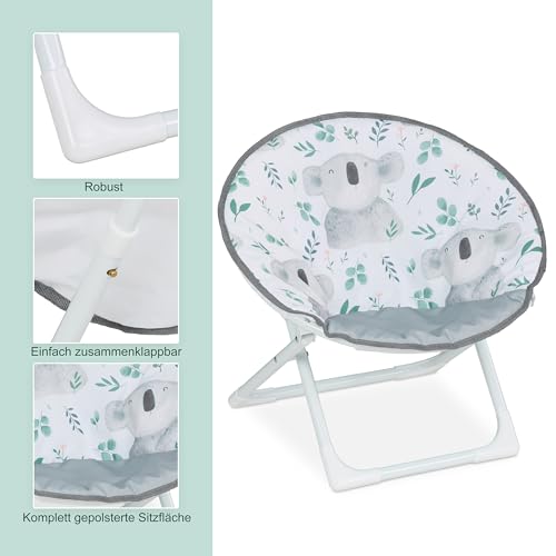 Relaxdays Moonchair Kinder, Koala, faltbar, HxBxT: 47 x 50 x 48 cm, Kinderstuhl draußen & drinnen, Kindersessel, bunt