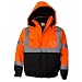 New York Hi-Viz Workwear WJ9011-2XL Men's ANSI Class 3 High Visibility Bomber Safety Jacket, Waterproof (2XL, Orange)