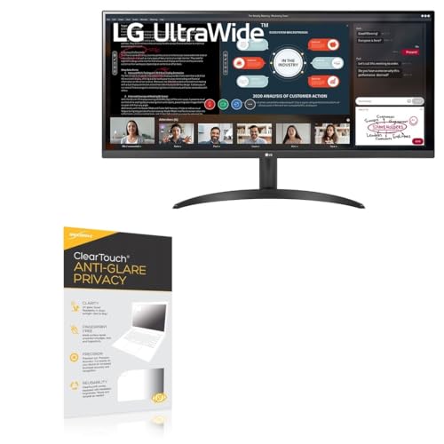 BoxWave Screen Protector Compatible with LG 34 Monitor (34WP500) - ClearTouch Anti-Glare Privacy (2-Pack), Privacy Screen Protector Flexible Film Anti-Glare