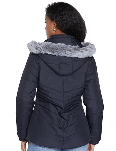 Image of Qube By Fort Collins Women's Medium-Length Bomber Jacket with Detachable Hood Stylish Winterwear for All-Day Comfort |Material: Nylon