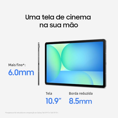 Tablet Samsung Galaxy Tab S10 FE, Cinza, 128GB, 8GB RAM, Tela Imersiva de 10.9" 90Hz, Camera Traseira de 13MP, Câmera Frontal